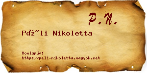 Péli Nikoletta névjegykártya